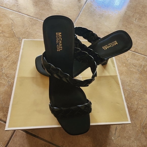 Michael Kors Shoes - chael Kors | Square Toe Rubber Sole Plain Heeled Sandals